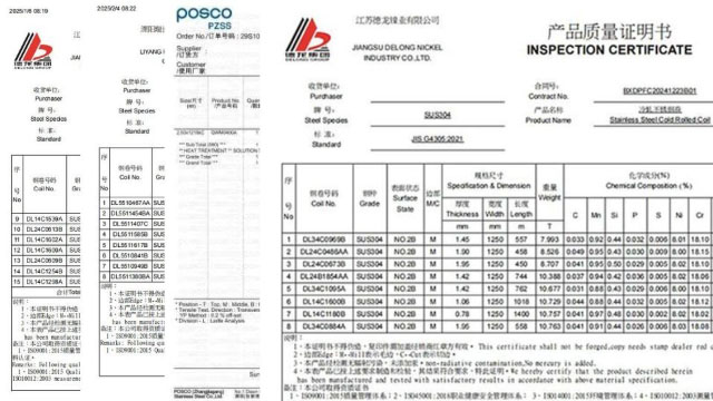 Materail Inspection Certificates