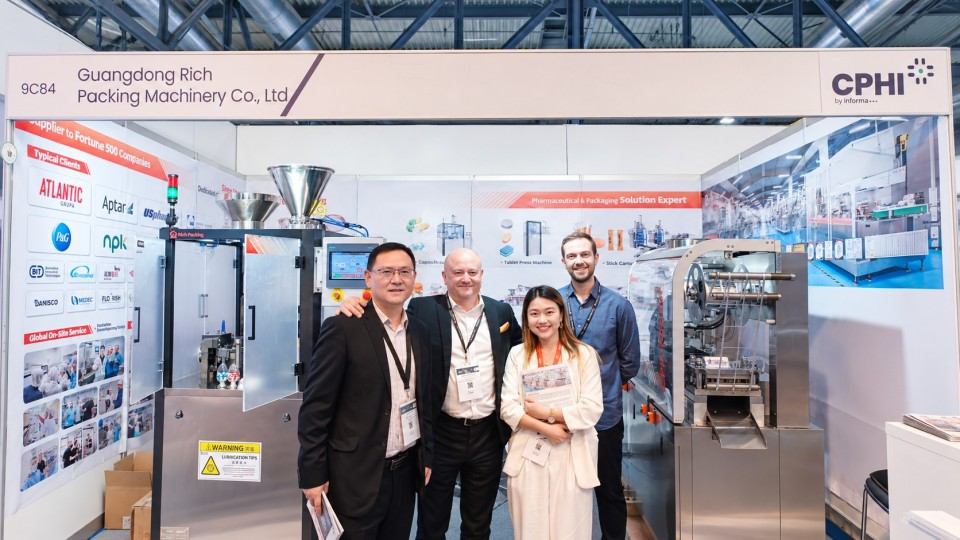 Rich Packing booth at CPHI Milan 2026 with NJP-1500D and DPP-180Pro on display